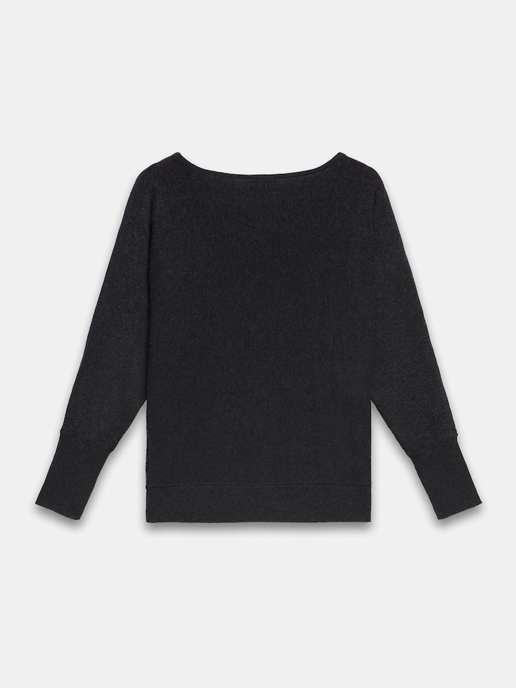 Mint Velvet Grey Cotton Blend Fine Knit Batwing Jumper - Image 8 of 8