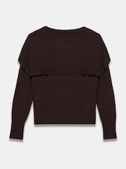 Mint Velvet Brown Cotton Blend Scarf Detail Knit Jumper - Image 8 of 8