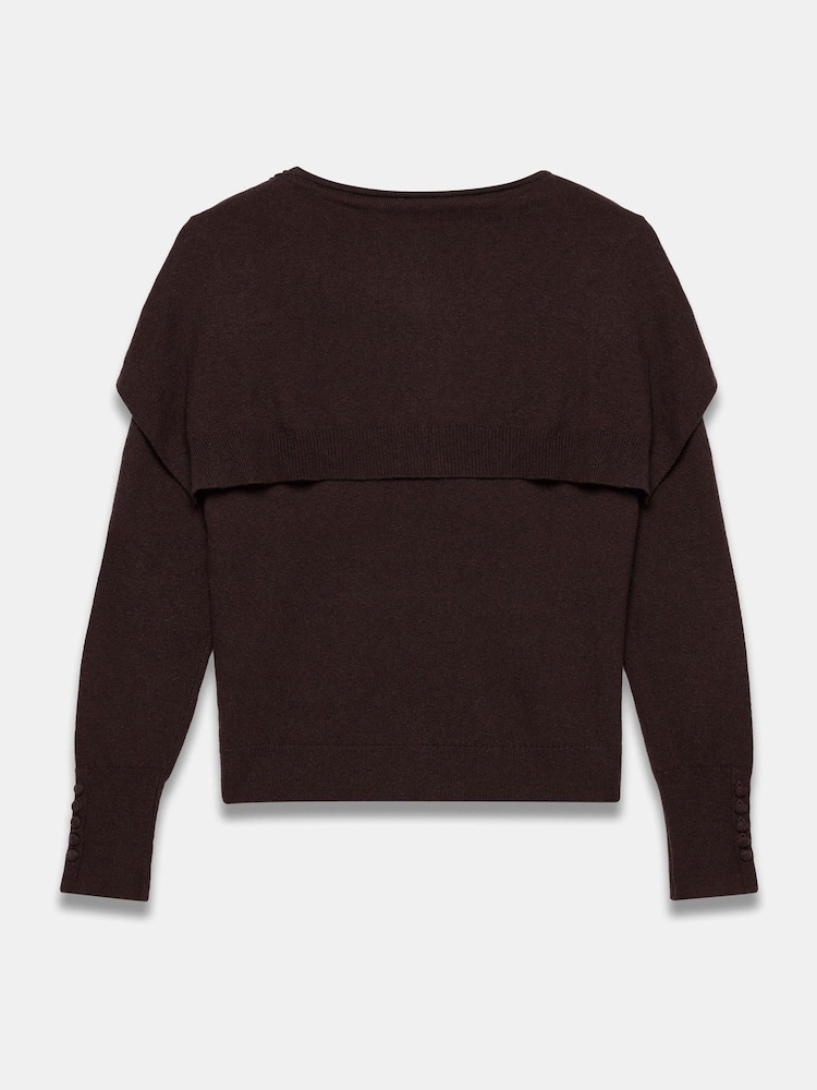 Mint Velvet Brown Cotton Blend Scarf Detail Knit Jumper - Image 8 of 8