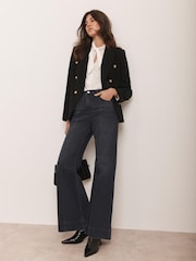 Mint Velvet Black Washed Wide Jeans - Image 4 of 7