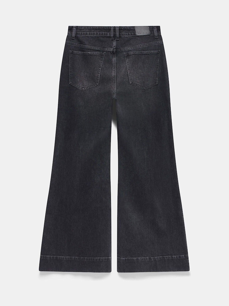 Mint Velvet Black Washed Wide Jeans - Image 7 of 7