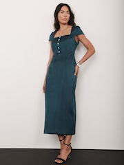 Mint Velvet Green Satin Midi Dress - Image 2 of 8