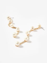 Mint Velvet Gold Tone Diamante Pearl Drop Earrings - Image 3 of 3