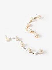 Mint Velvet Silver Tone Diamante Pearl Drop Earrings - Image 2 of 4