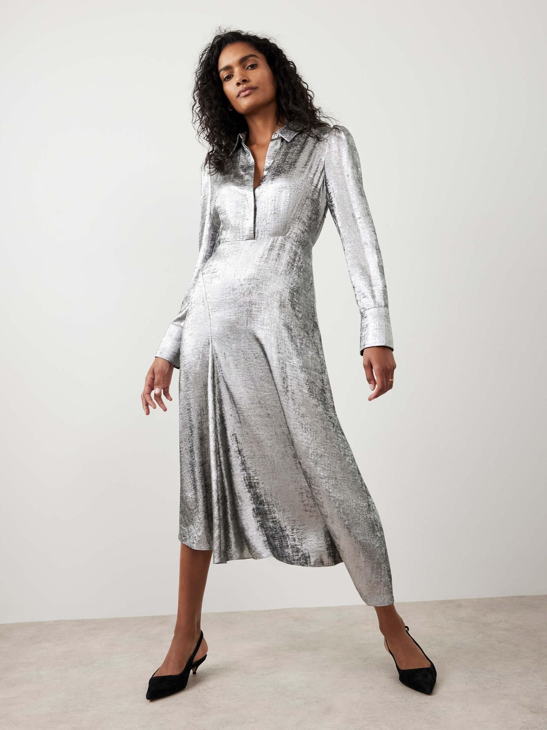Buy Mint Velvet Silver Midi Shirt Dress from Next USA