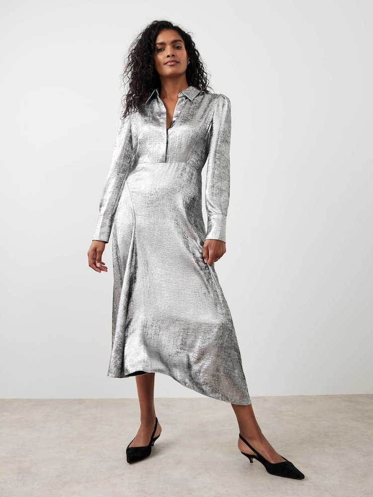 Buy Mint Velvet Silver Midi Shirt Dress from Next USA