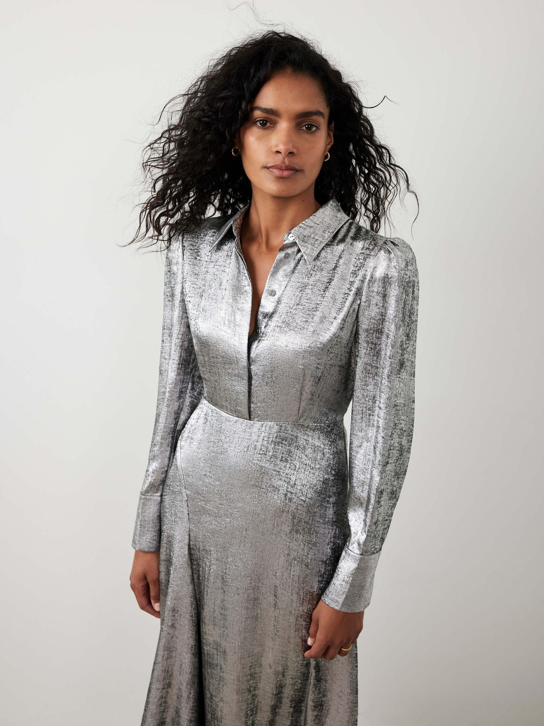 handcrafted silver midi dress Custom Silver sequin midi dress