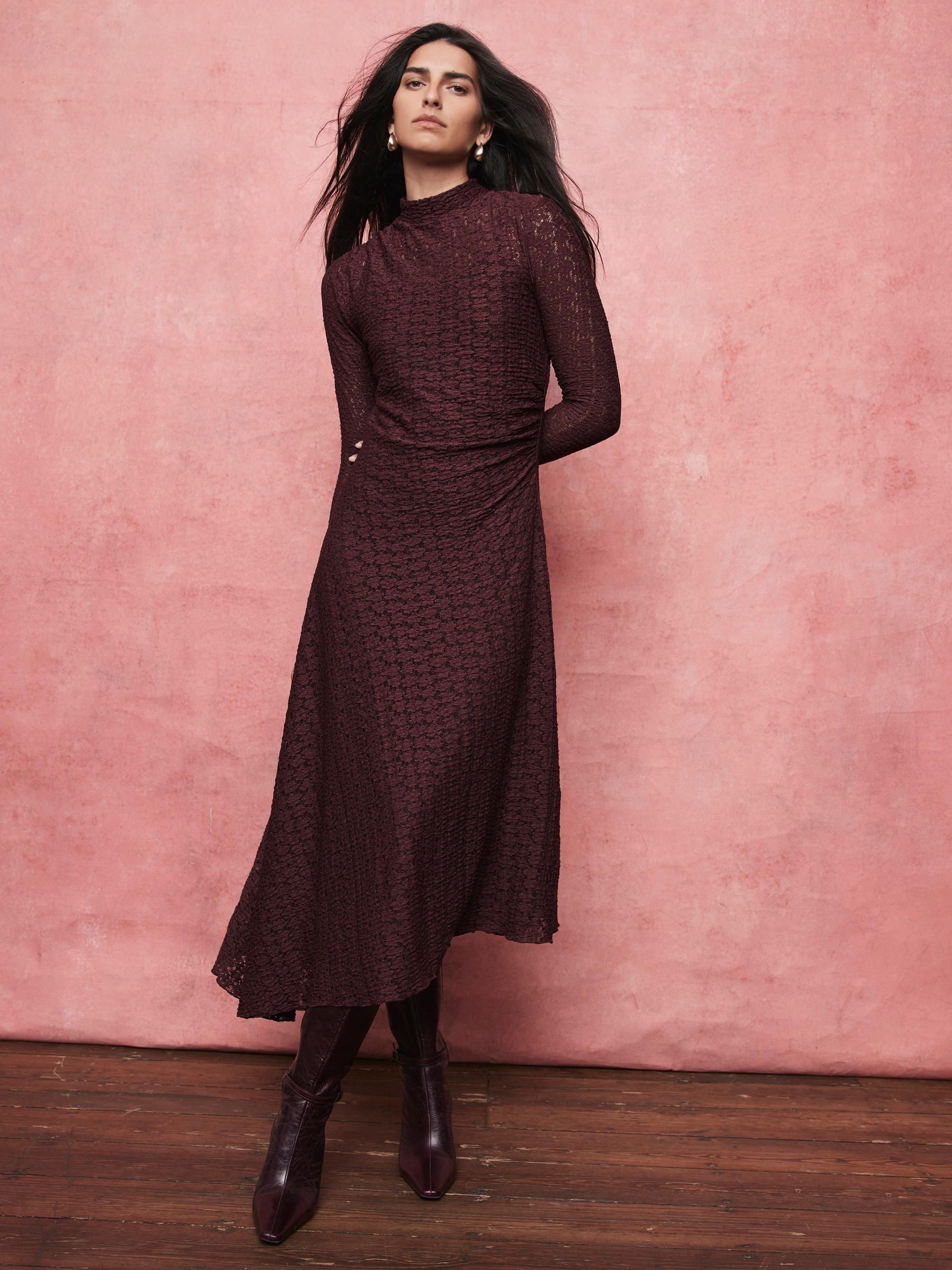 Buy Mint Velvet Red Lace Asymmetric Dress from Next Luxembourg