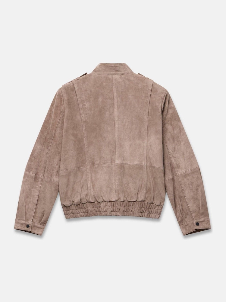 Mint Velvet Natural Suede Bomber Jacket - Image 8 of 8