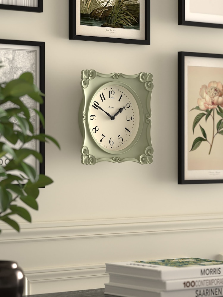 Jones Clocks Sage Green Rialto Wall Clock 25cm - Image 2 of 4
