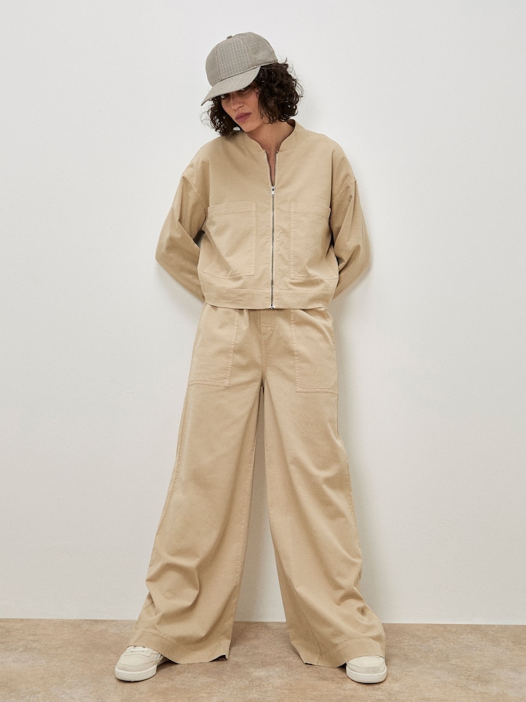 Apricot Cream Denim Bomber Jacket - Image 2 of 5