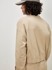 Apricot Cream Denim Bomber Jacket - Image 4 of 5