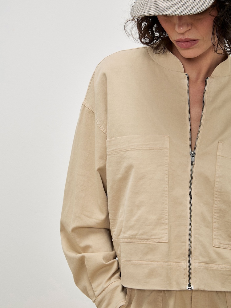Apricot Cream Denim Bomber Jacket - Image 5 of 5 Apricot Cream Denim Bomber Jacket - Image 5 of 5