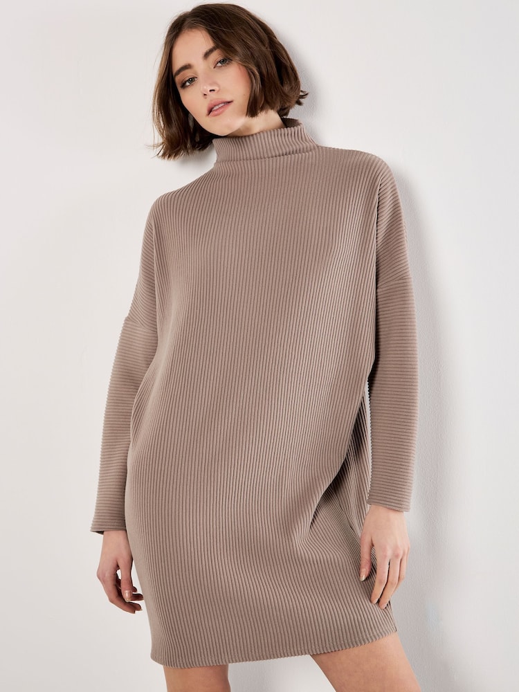 Apricot Grey Thick Rib Cocoon Dress - Image 1 of 4