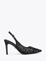 Carvela Black Positano Sequin Slingback Shoes - Image 2 of 5