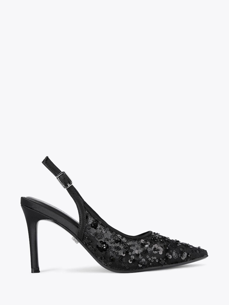 Carvela Black Positano Sequin Slingback Shoes - Image 2 of 5 Carvela Black Positano Sequin Slingback Shoes - Image 2 of 5