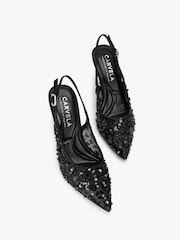 Carvela Black Positano Sequin Slingback Shoes - Image 3 of 5