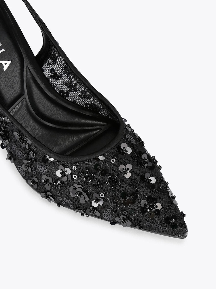 Carvela Black Positano Sequin Slingback Shoes - Image 5 of 5