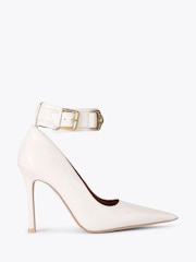 Kurt Geiger London Cream Mansion Ankle Strap Court Shoes - Image 1 of 4