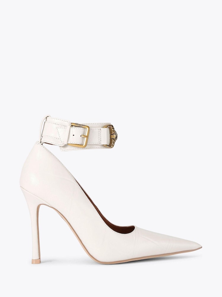 Kurt Geiger London Cream Mansion Ankle Strap Court Shoes - Image 1 of 4 Kurt Geiger London Cream Mansion Ankle Strap Court Shoes - Image 1 of 4