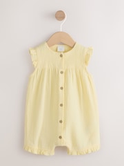 Yellow Baby Short Leg Muslin Romper (0mths-3yrs) - Image 1 of 5