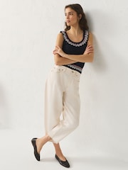 Navy Blue Cotton Scoop Neck Frill Knit Vest - Image 2 of 7