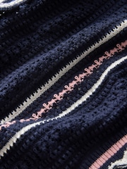 Navy Blue Cotton Scoop Neck Frill Knit Vest - Image 7 of 7