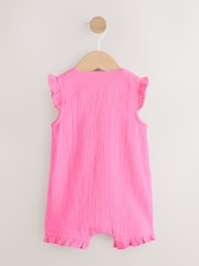 Pink Baby Short Leg Muslin Romper (0mths-3yrs) - Image 2 of 7