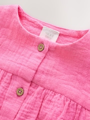 Pink Baby Short Leg Muslin Romper (0mths-3yrs) - Image 3 of 7