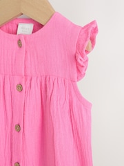 Pink Baby Short Leg Muslin Romper (0mths-3yrs) - Image 4 of 7