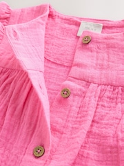 Pink Baby Short Leg Muslin Romper (0mths-3yrs) - Image 6 of 7