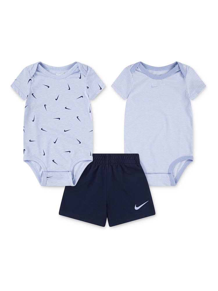 Nike Blue Baby Essential Stripe Swooshfetti 3 Piece Set - Image 1 of 5