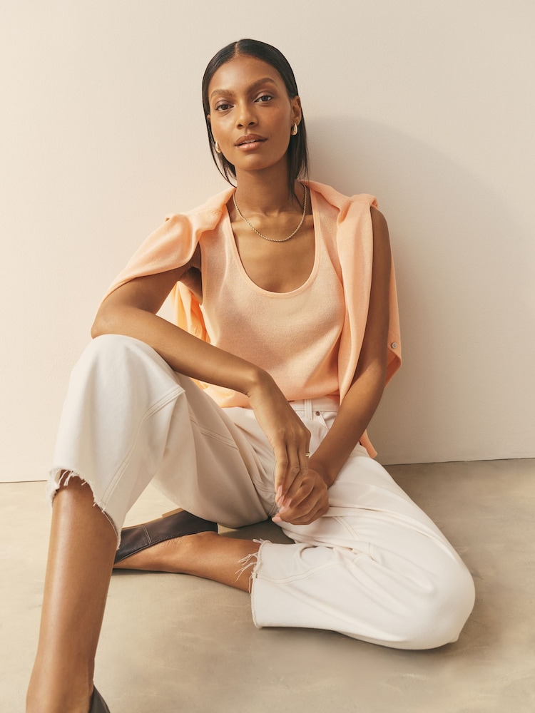 Nothing Ordinary Peach Pink Viscose Compact Knit Vest - Image 1 of 5 Nothing Ordinary Peach Pink Viscose Compact Knit Vest - Image 1 of 5