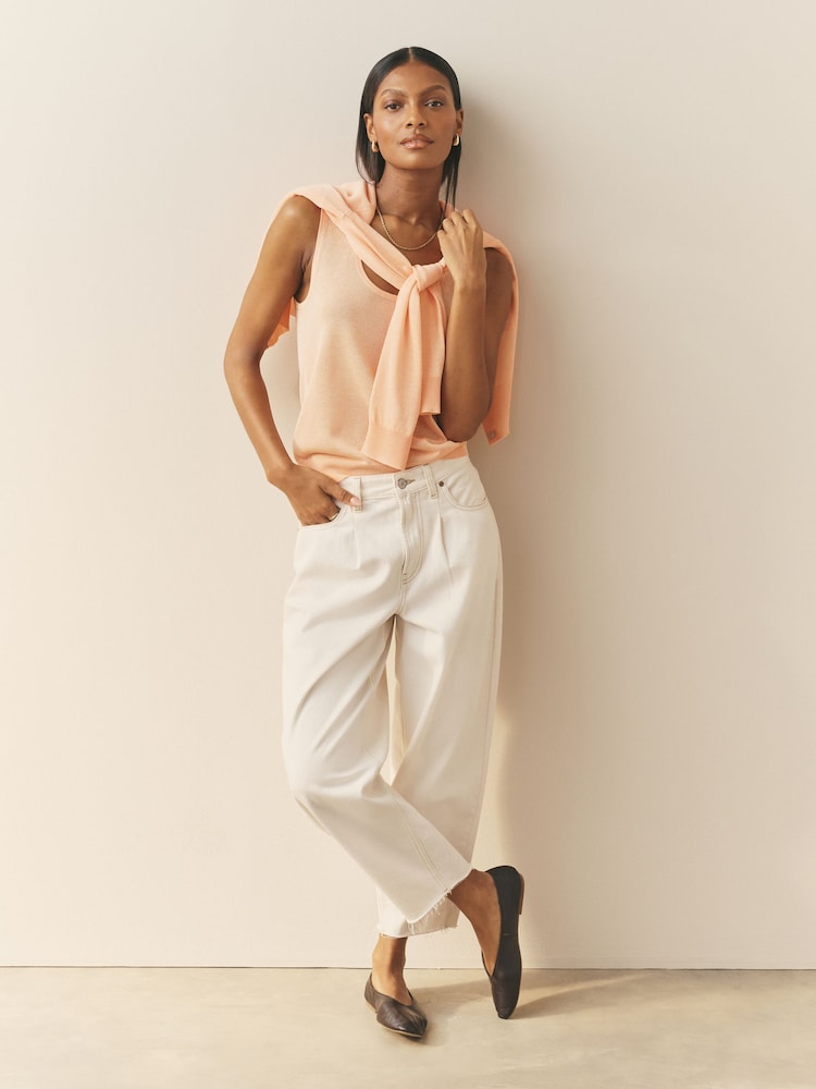 Nothing Ordinary Peach Pink Viscose Compact Knit Vest - Image 2 of 5 Nothing Ordinary Peach Pink Viscose Compact Knit Vest - Image 2 of 5