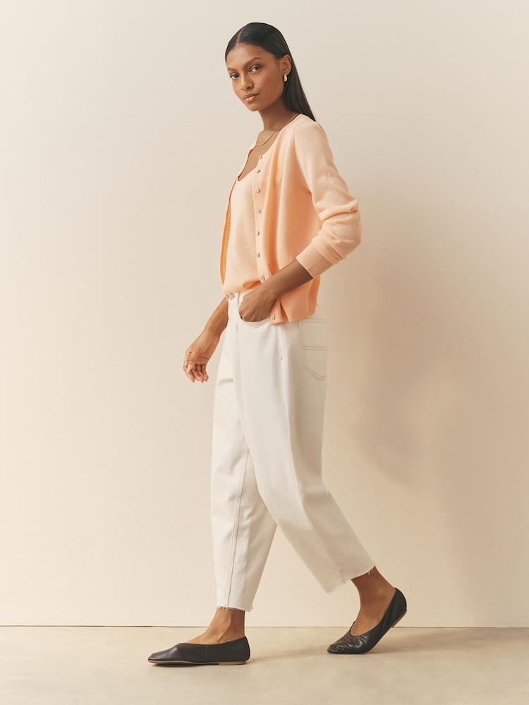 Nothing Ordinary Peach Pink Viscose Compact Knit Cardigan - Image 2 of 5