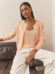 Nothing Ordinary Peach Pink Viscose Compact Knit Cardigan - Image 3 of 5
