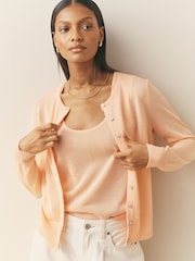 Nothing Ordinary Peach Pink Viscose Compact Knit Cardigan - Image 4 of 5