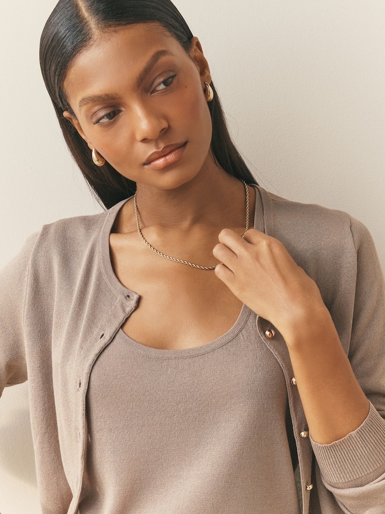 Nothing Ordinary Sand Viscose Compact Knit Cardigan - Image 5 of 5