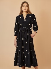 Yumi Cosmic Embroidery Cord Midi Shirt Dress - Imagem 1 de 4