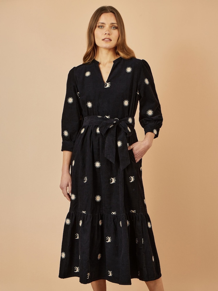 Yumi Cosmic Embroidery Cord Midi Shirt Dress - Imagem 1 de 4