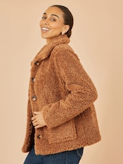 rjava - Yumi Short Teddy Bear Jacket - Slika 2 iz 5