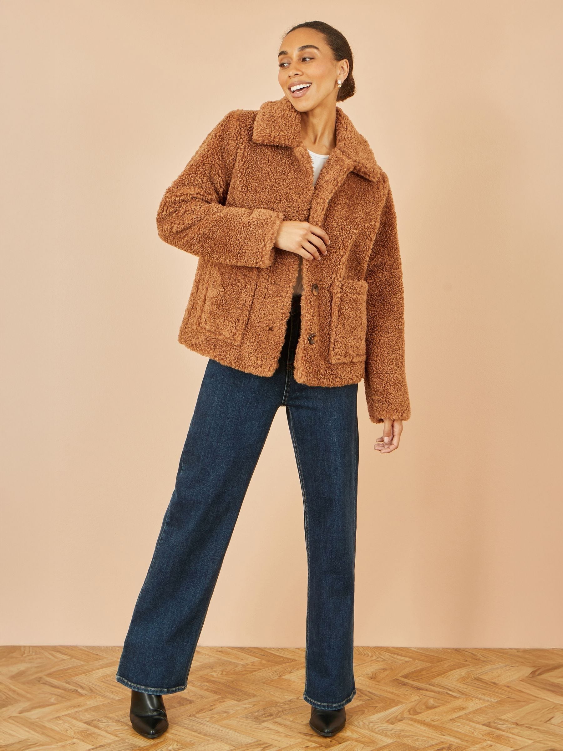 Buy Yumi Brown Short Teddy Bear Jacket from Next USA