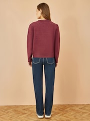 Yumi Red Knitted Jumper With Crochet Flowers - Image 4 of 4