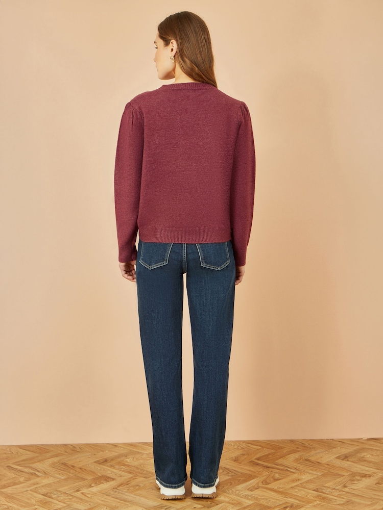 Yumi Red Knitted Jumper With Crochet Flowers - Image 4 of 4