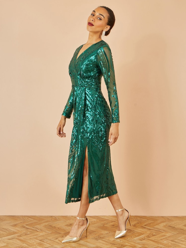 green sparkly wrap dress Green Sequin Wrap Dress