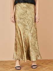 Yumi Gold Satin Midi Skirt - Image 2 of 3
