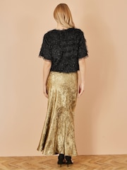 Yumi Gold Satin Midi Skirt - Image 3 of 3