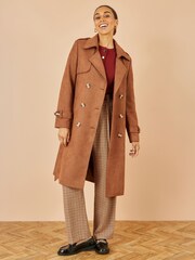 Yumi Faux Suede Trench Coat - Imagem 2 de 5