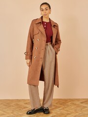 Yumi Faux Suede Trench Coat - Imagem 3 de 5