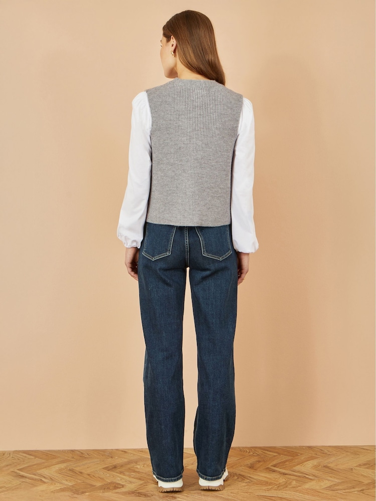 Yumi Grey Knitted Pullover Waistcoat - Image 4 of 4 Yumi Grey Knitted Pullover Waistcoat - Image 4 of 4